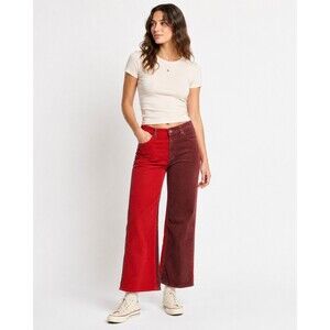Retro Colorblock Wide Wale Corduroy Crop Pants High Rise Brixton Margo Size 29